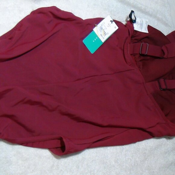 AQUA GREEN Women's Asymmetrical Shoulder One Piece Swimsuit Burgundy Small 4/6 - Picture 11 of 15